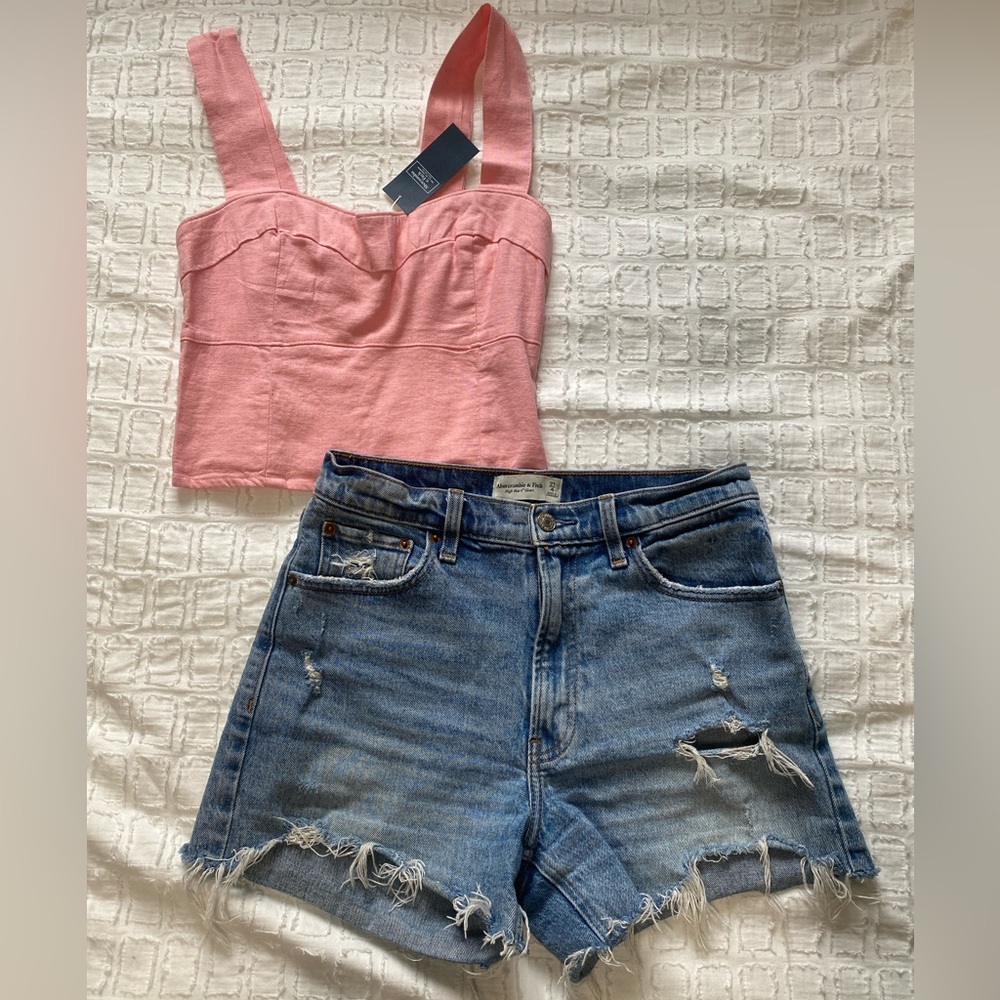 Abercrombie jean shorts high waisted distressed size 27
